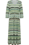 Sage Green Abstract Stripes Jersey Maxi Dress
