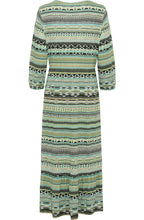 Sage Green Abstract Stripes Jersey Maxi Dress
