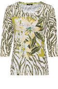 Sage Green Zebra and Floral Sleeve Top