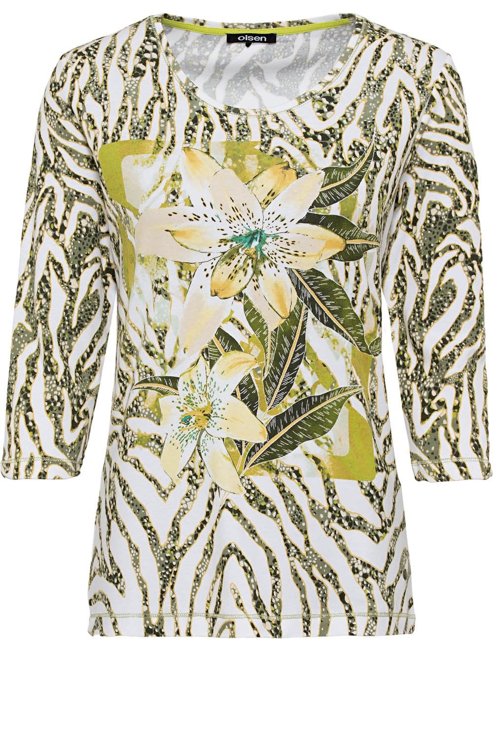 Sage Green Zebra and Floral Sleeve Top
