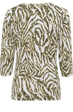 Sage Green Zebra and Floral Sleeve Top