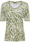 Sage Green Zebra Print V Neck T Shirt