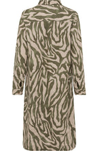 Sage Zebra Print Linen Shirt Dress