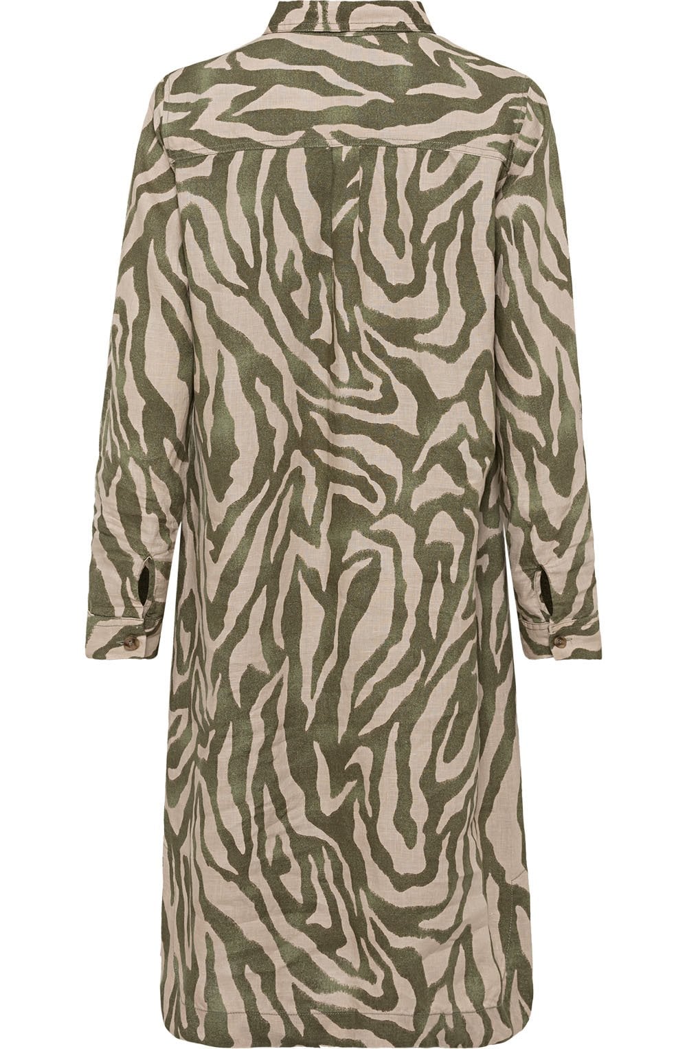 Sage Zebra Print Linen Shirt Dress