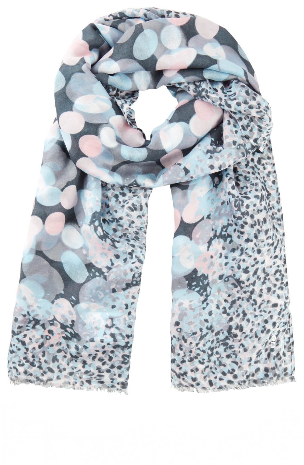 Satin Blue and Parfait Pink Mixed Print Scarf