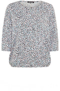 Satin Blue and Pink Abstract Print Clara Top