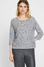 Satin Blue and Pink Abstract Print Clara Top