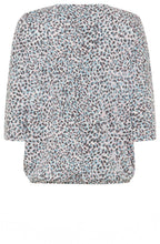 Satin Blue and Pink Abstract Print Clara Top