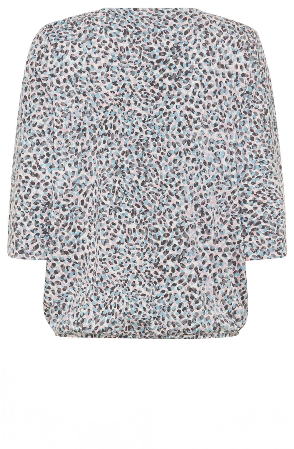 Satin Blue and Pink Abstract Print Clara Top