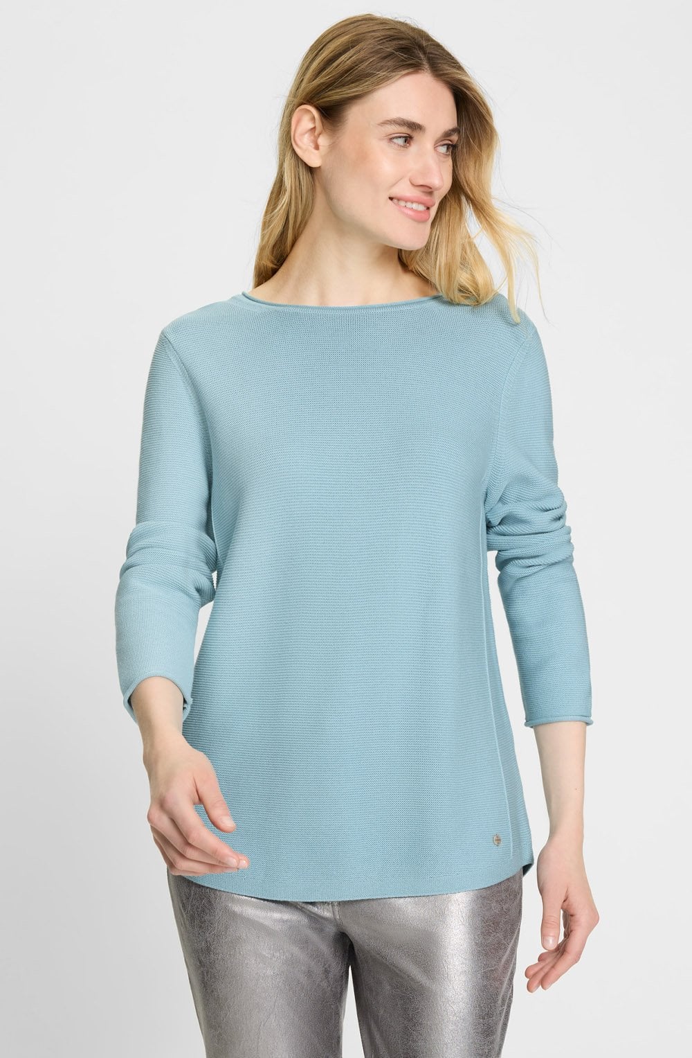 Satin Blue Cotton Mix Henny Jumper