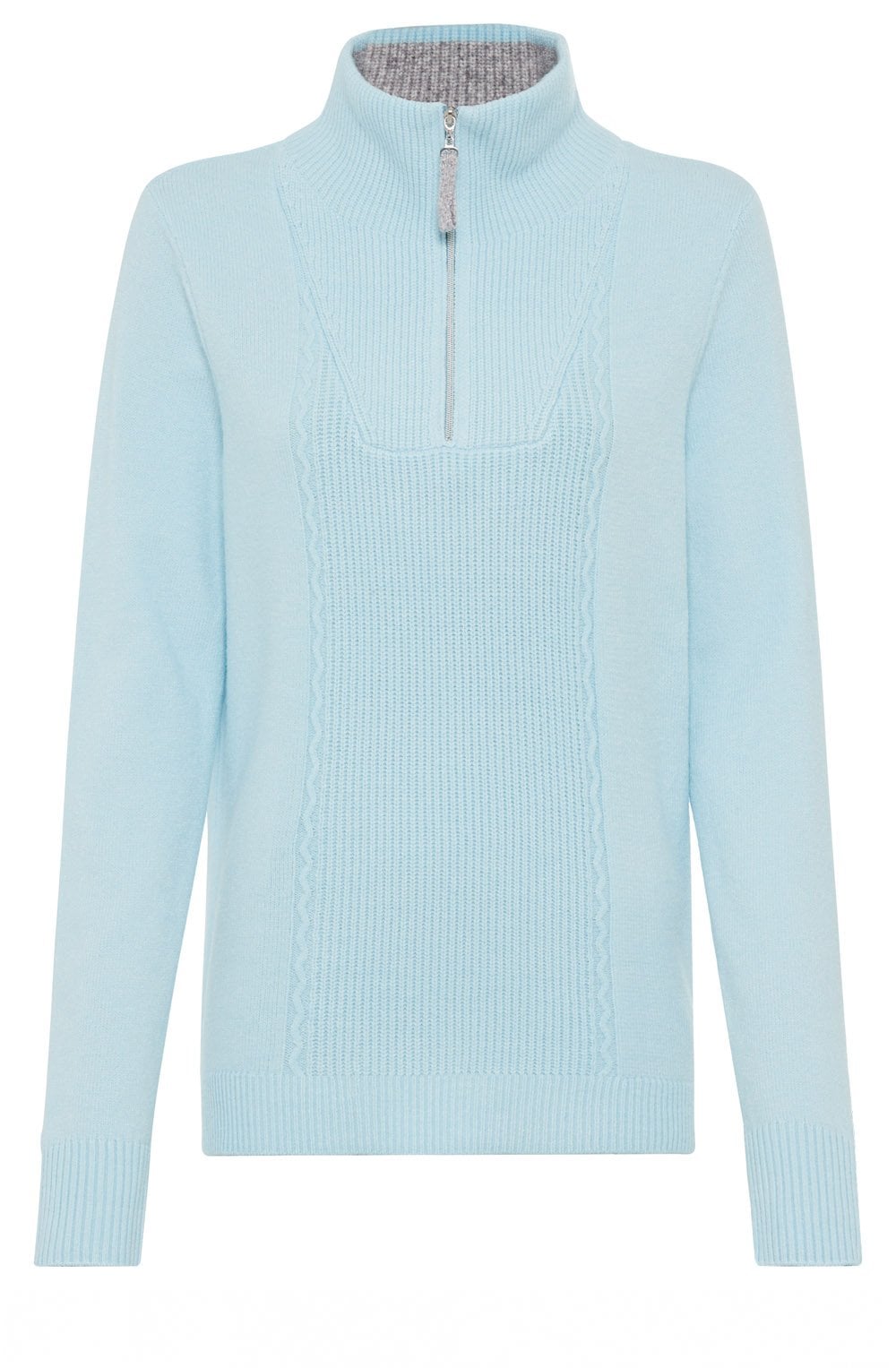Satin Blue Half Zip Henny Jumper