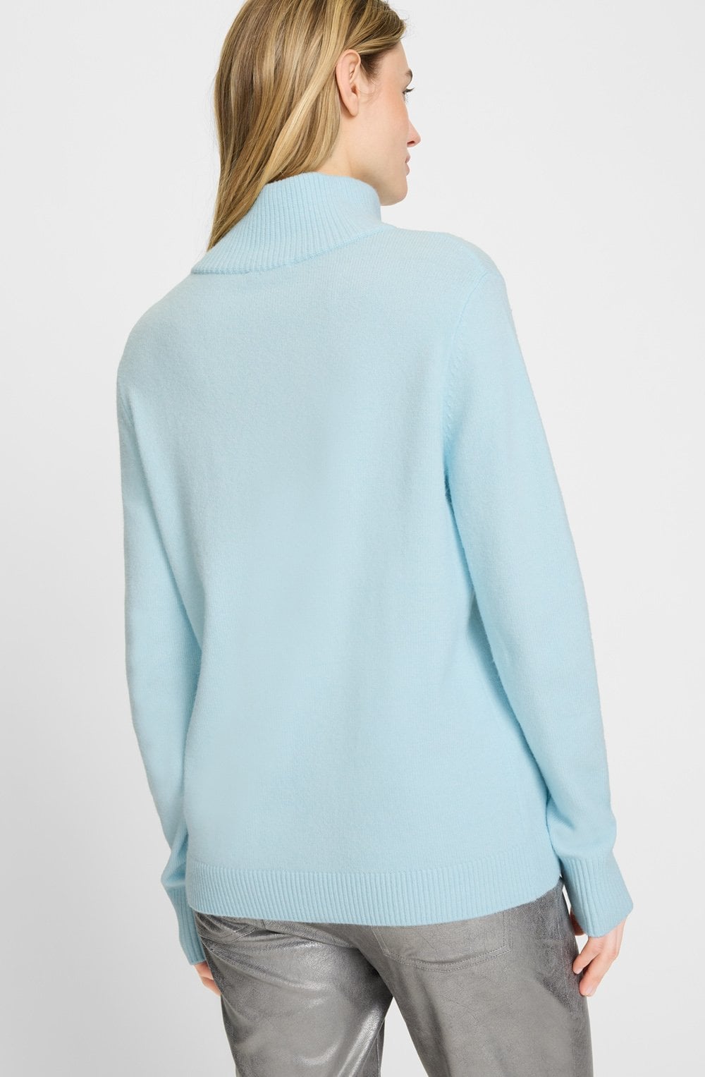 Satin Blue Half Zip Henny Jumper