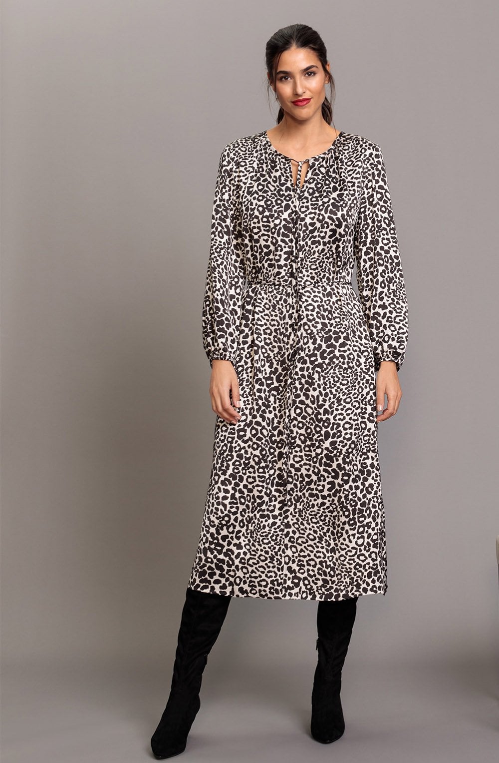 Satin Touch Animal Print Dress