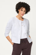 Savanna Sky White Linen and Jersey Mix Jacket