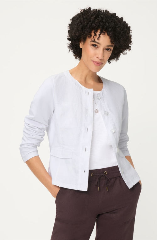 Savanna Sky White Linen and Jersey Mix Jacket