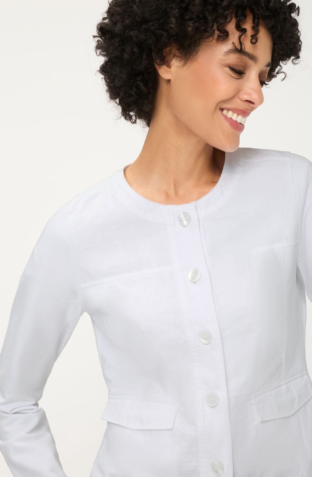 Savanna Sky White Linen and Jersey Mix Jacket