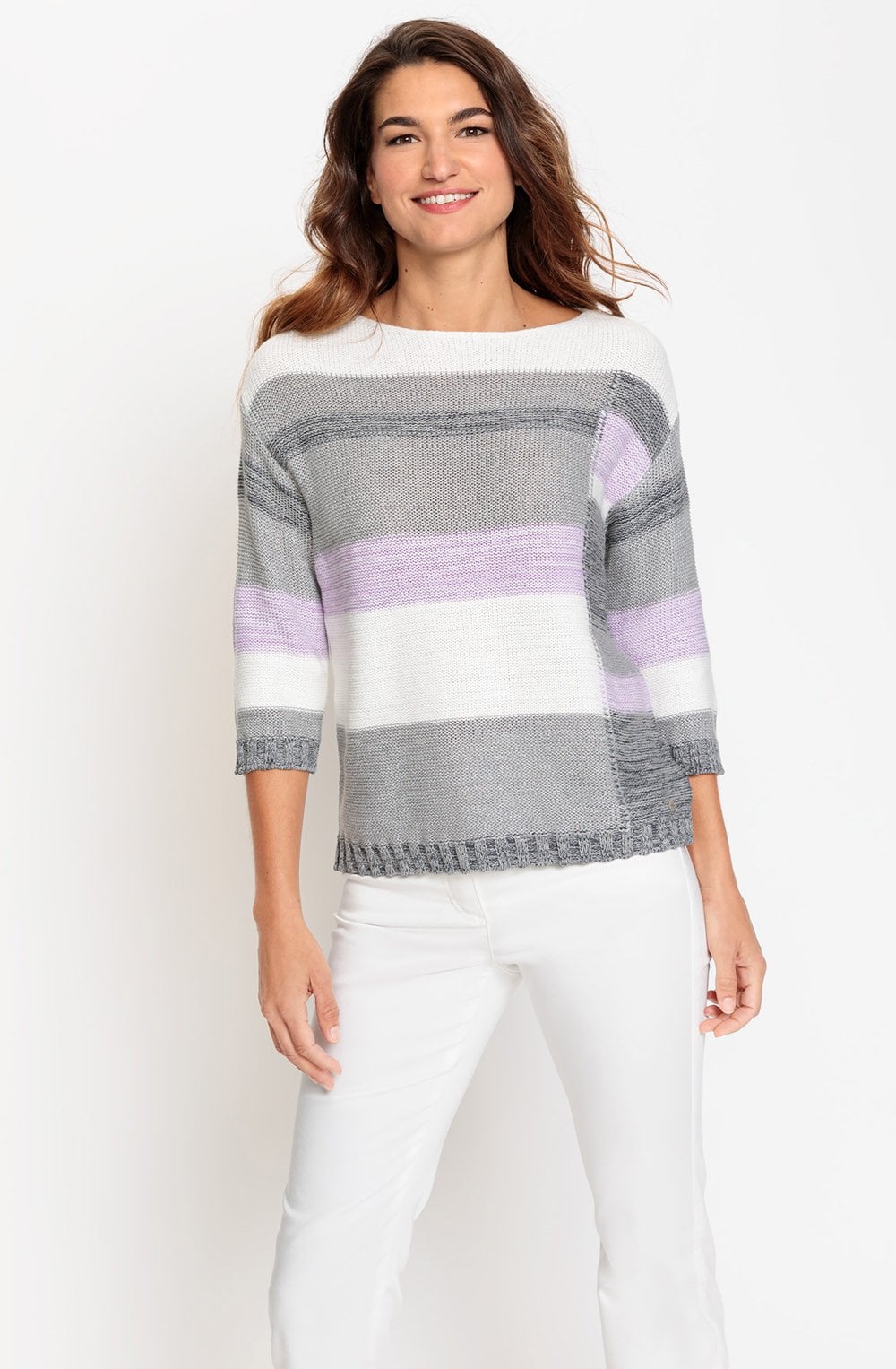 Silver Grey and Lilac Colour Block Cora Jumper
