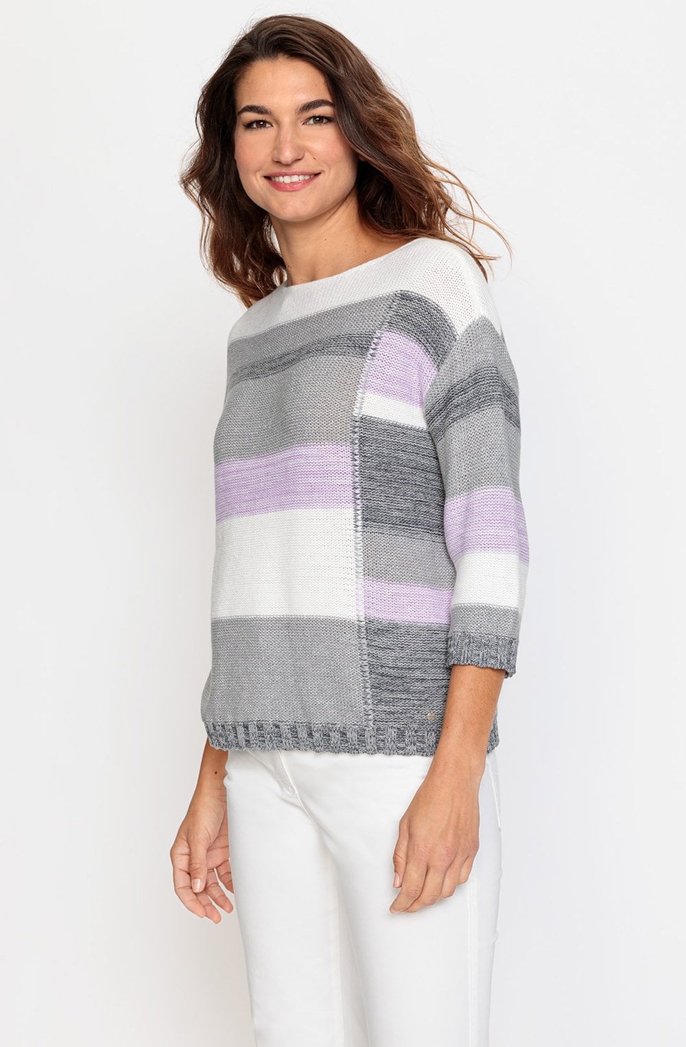 Silver Grey and Lilac Colour Block Cora Jumper