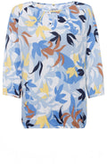 Sky and Biscotti Leaf Print Clara Top