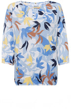 Sky and Biscotti Leaf Print Clara Top