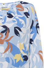 Sky and Biscotti Leaf Print Clara Top