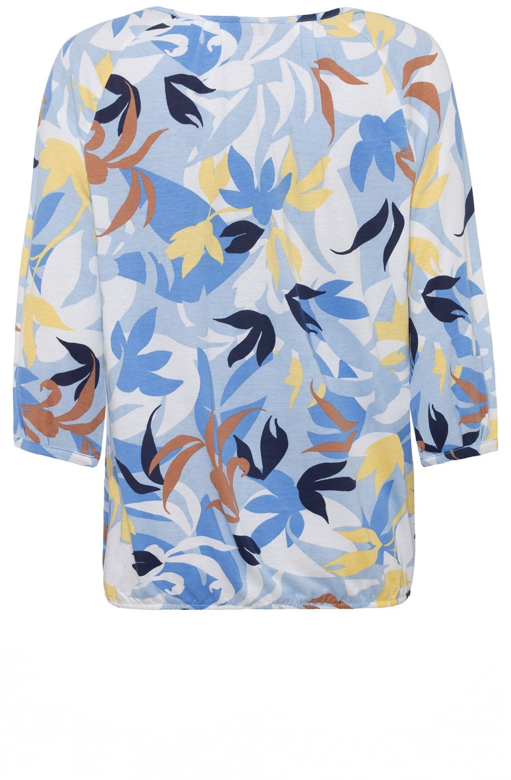 Sky and Biscotti Leaf Print Clara Top