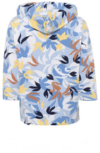 Sky and Biscotti Leaf Print Hooded Sweater