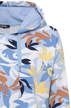 Sky and Biscotti Leaf Print Hooded Sweater