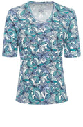 Sky and Green Floral T Shirt