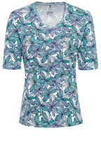 Sky and Green Floral T Shirt