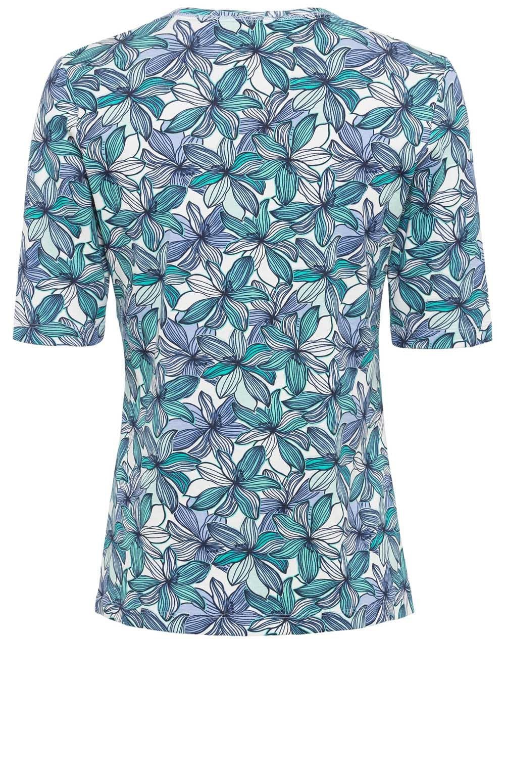 Sky and Green Floral T Shirt