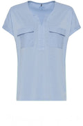 Sky Linen Detailed Jersey Top