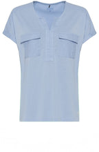 Sky Linen Detailed Jersey Top