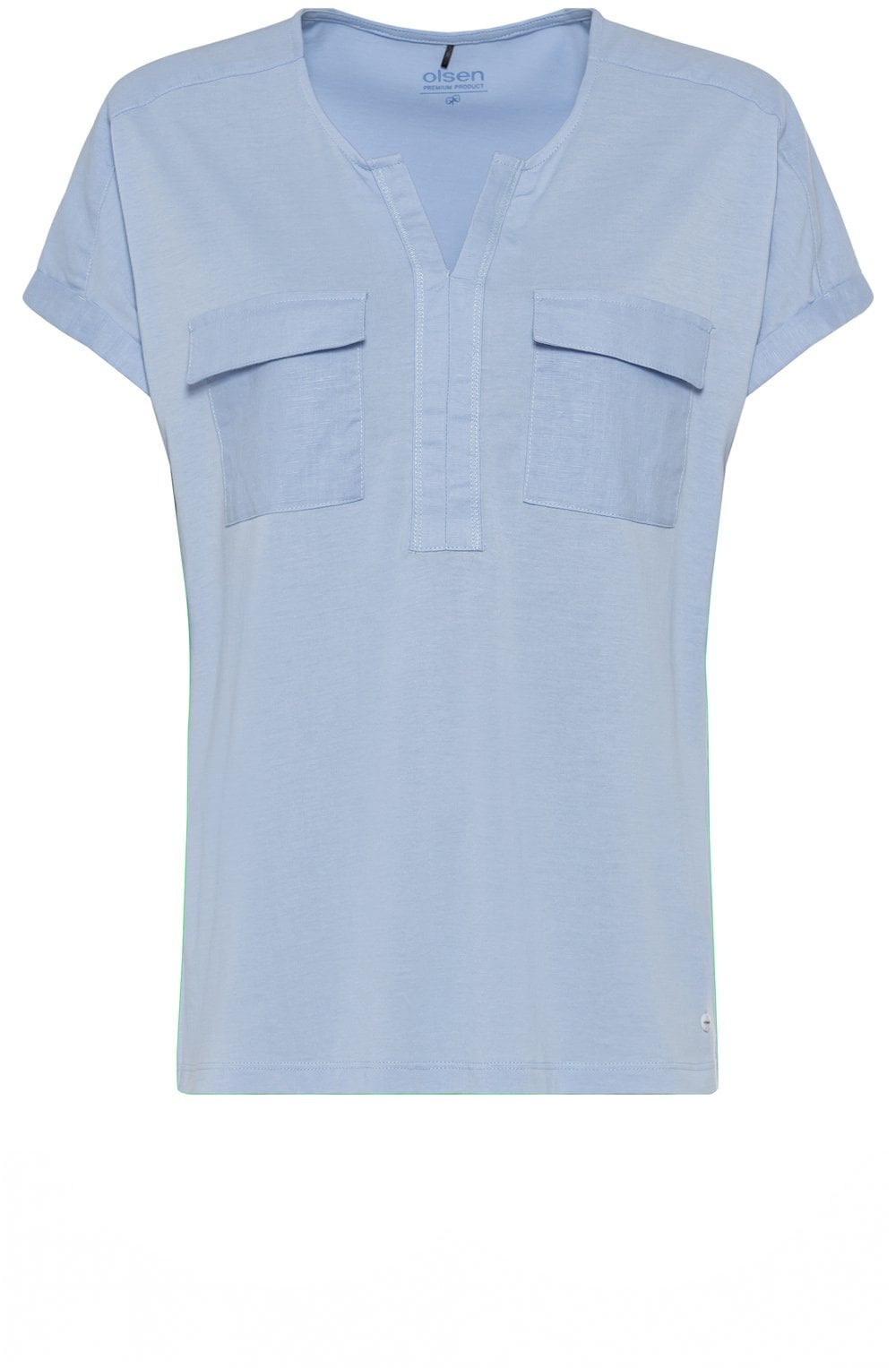 Sky Linen Detailed Jersey Top