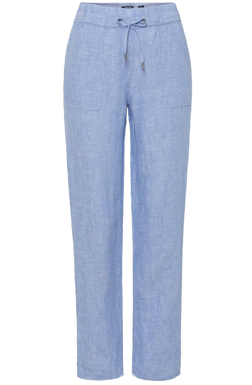 Sky Melange Ankle Length Linen Trousers