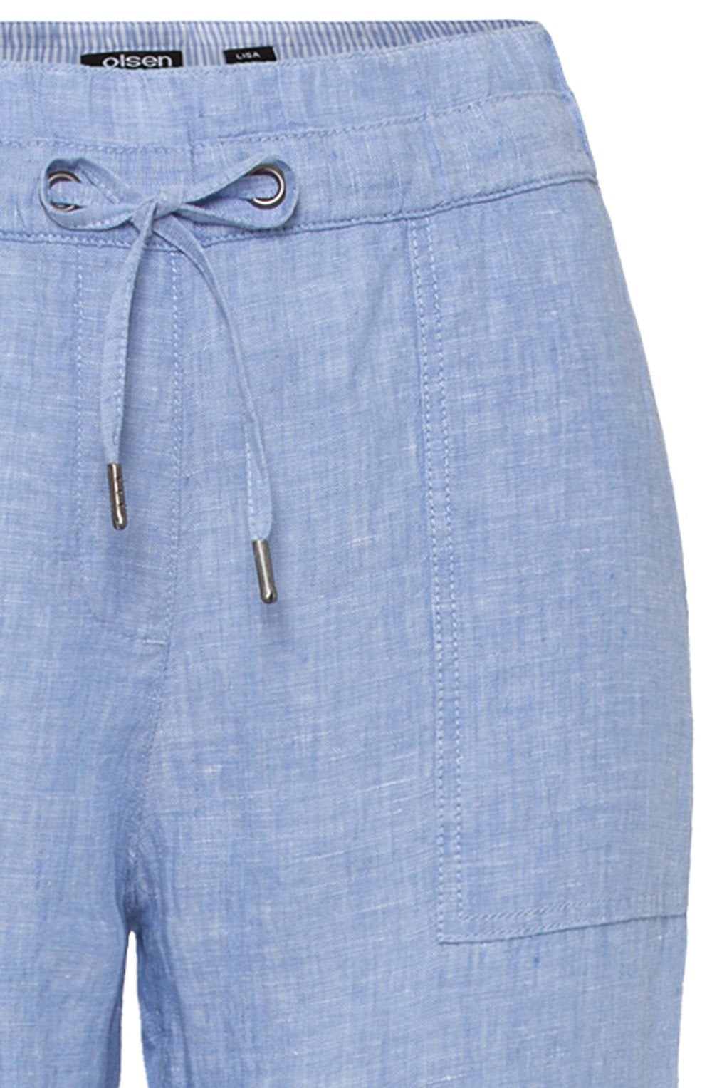 Sky Melange Ankle Length Linen Trousers