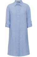 Sky Melange Linen Shirt Dress