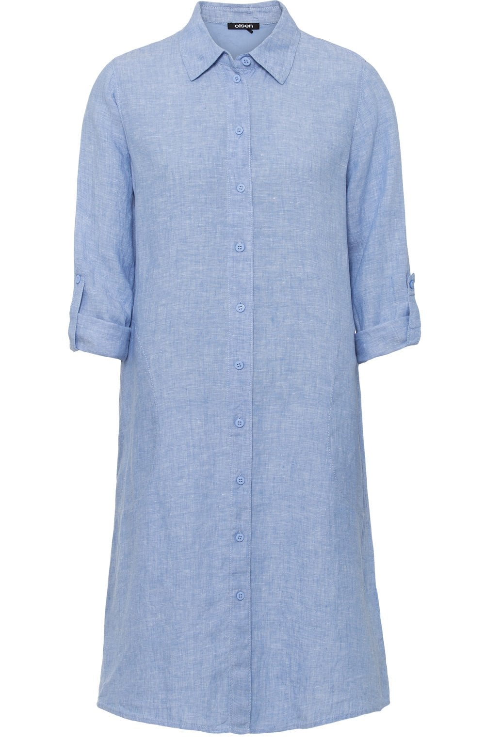 Sky Melange Linen Shirt Dress