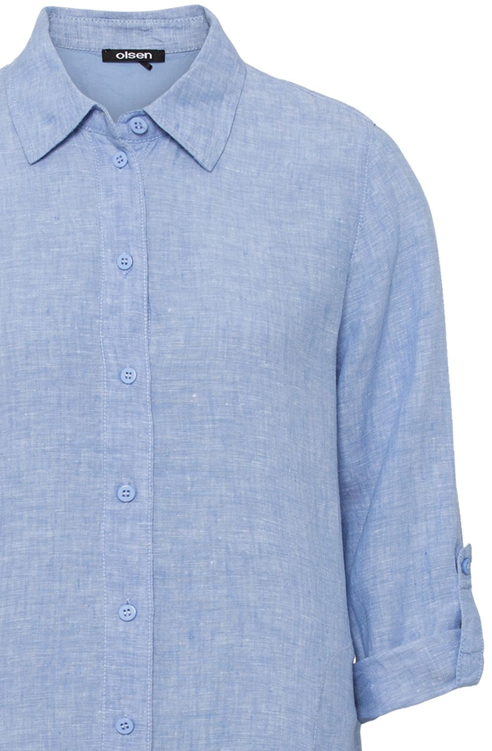 Sky Melange Linen Shirt Dress