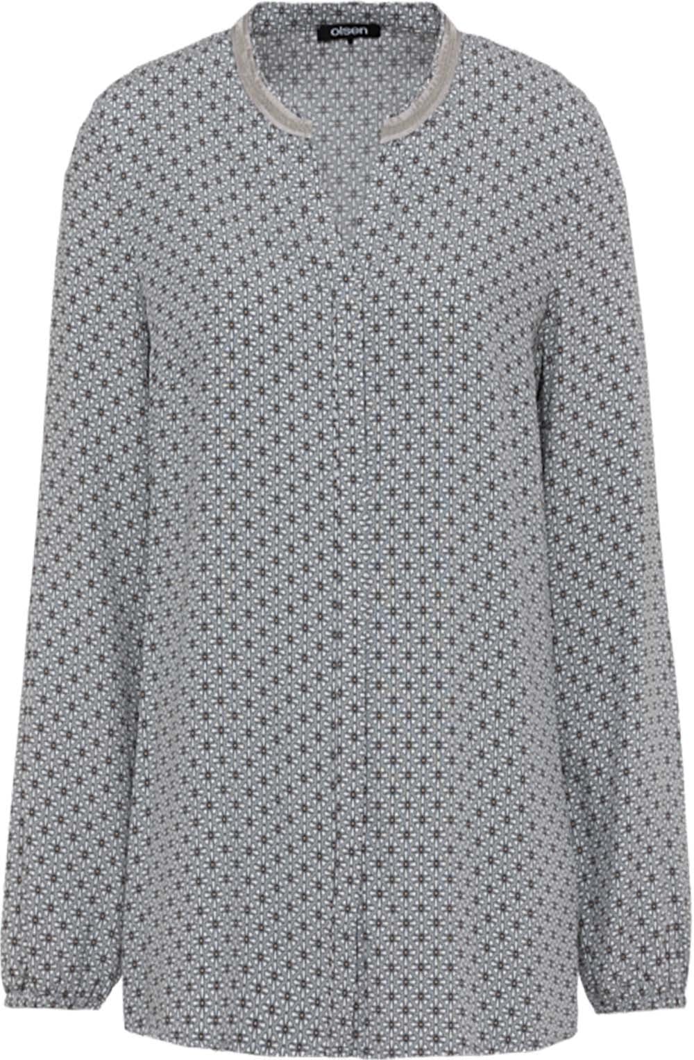 Soft Grey Abstract Flower Print Blouse
