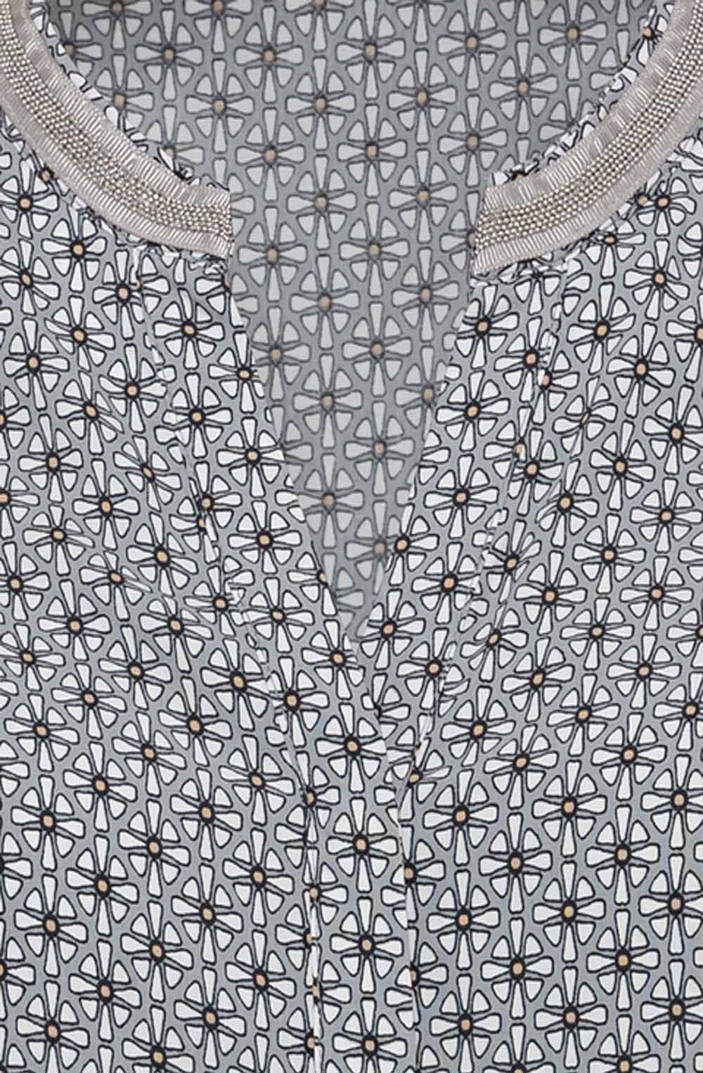 Soft Grey Abstract Flower Print Blouse
