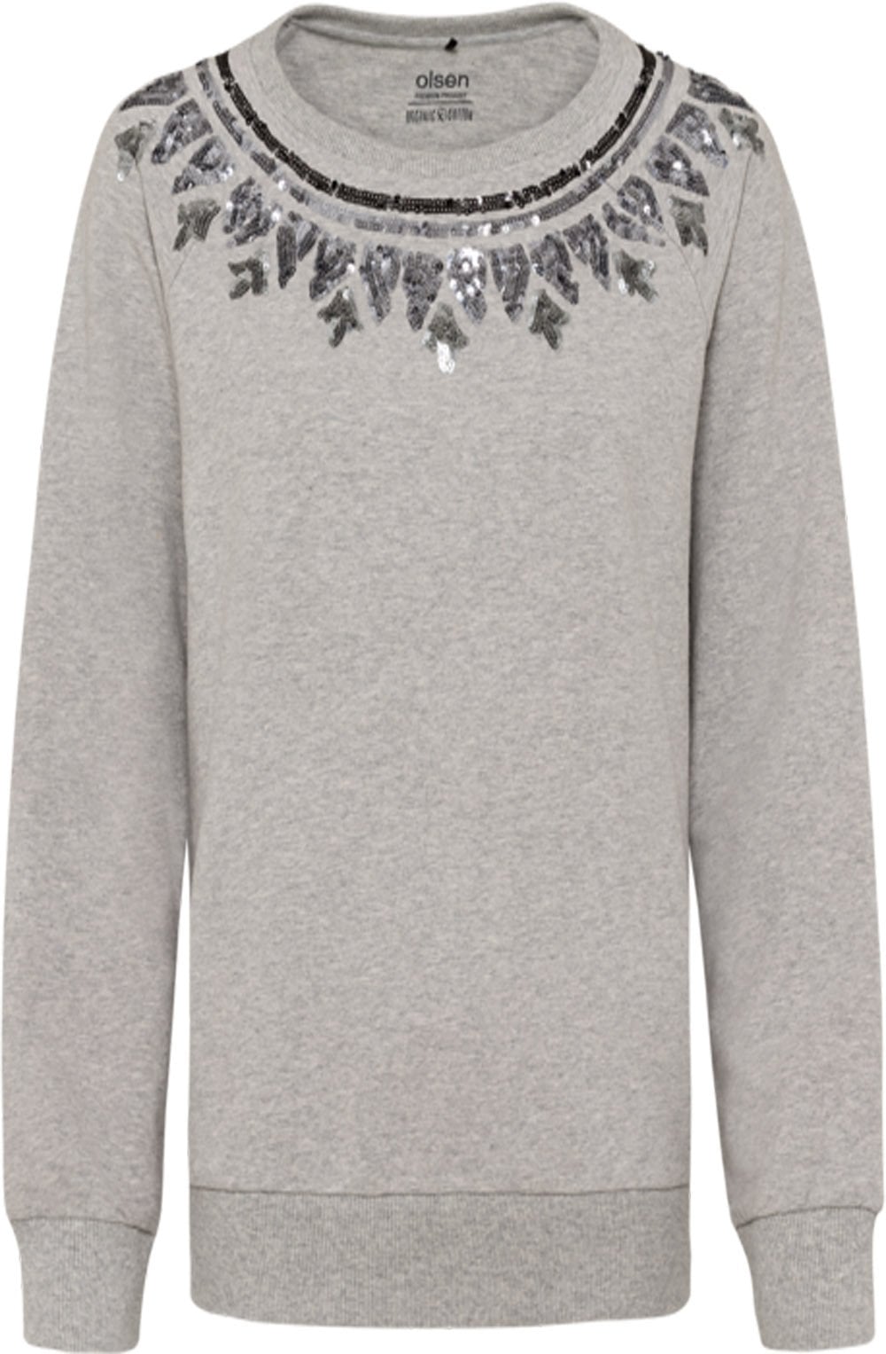 Soft Grey Sequin Fairisle Print Jumper
