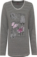 Soft Grey Striped Bold Print Top