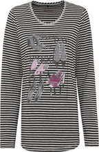 Soft Grey Striped Bold Print Top