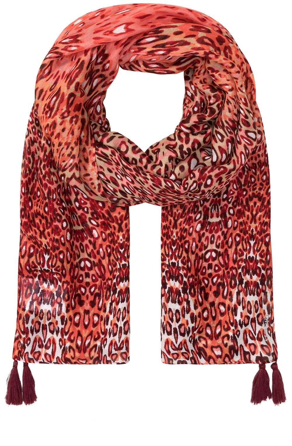 Spiced Orange Animal Print Tasselled Scarf