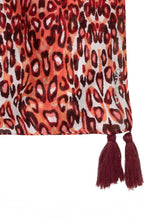 Spiced Orange Animal Print Tasselled Scarf