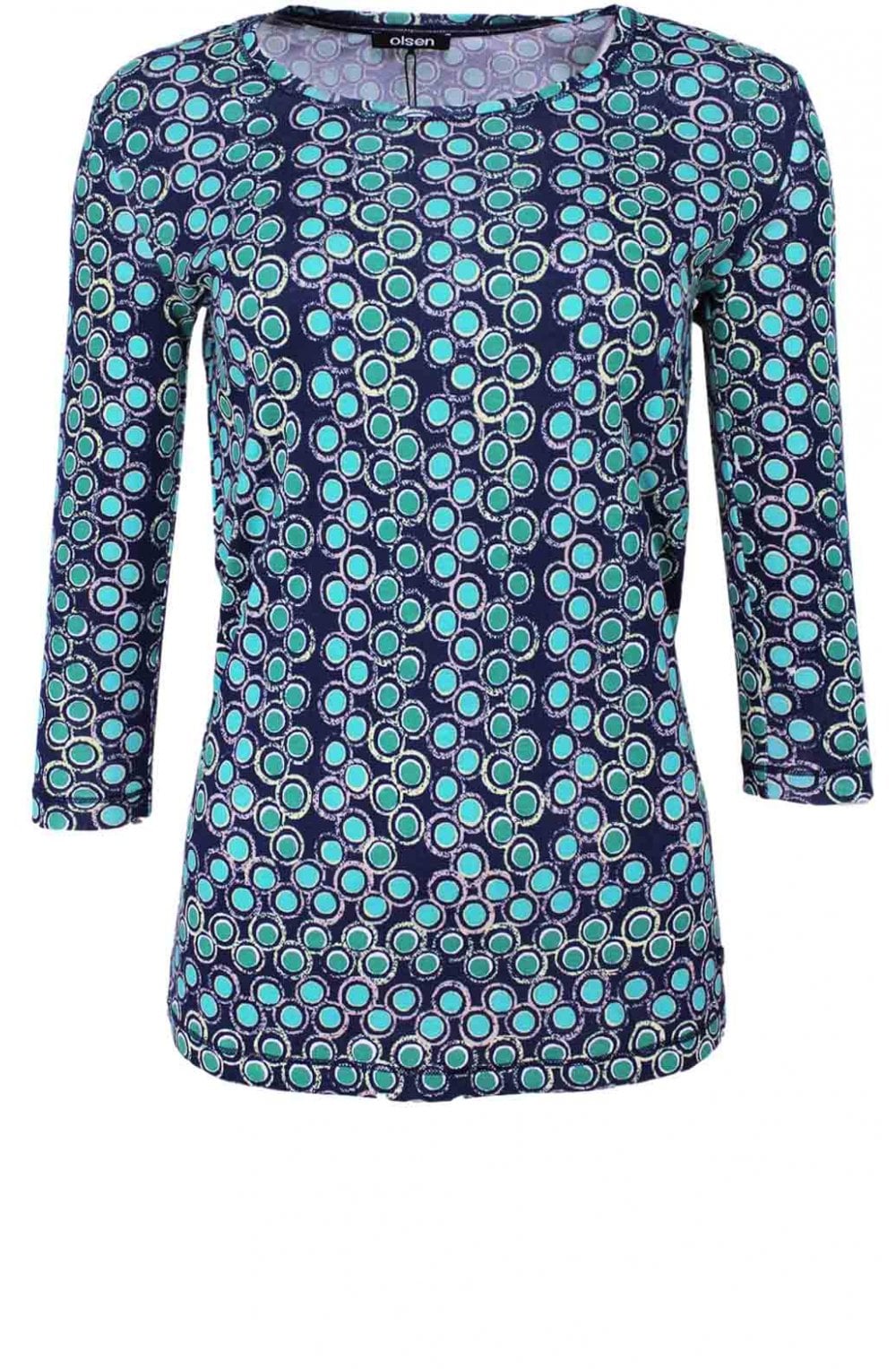 Spot Print Ocean Blue Jersey Top