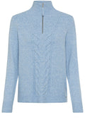 Sterling Blue Cable Knit High Neck Jumper
