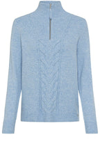 Sterling Blue Cable Knit High Neck Jumper