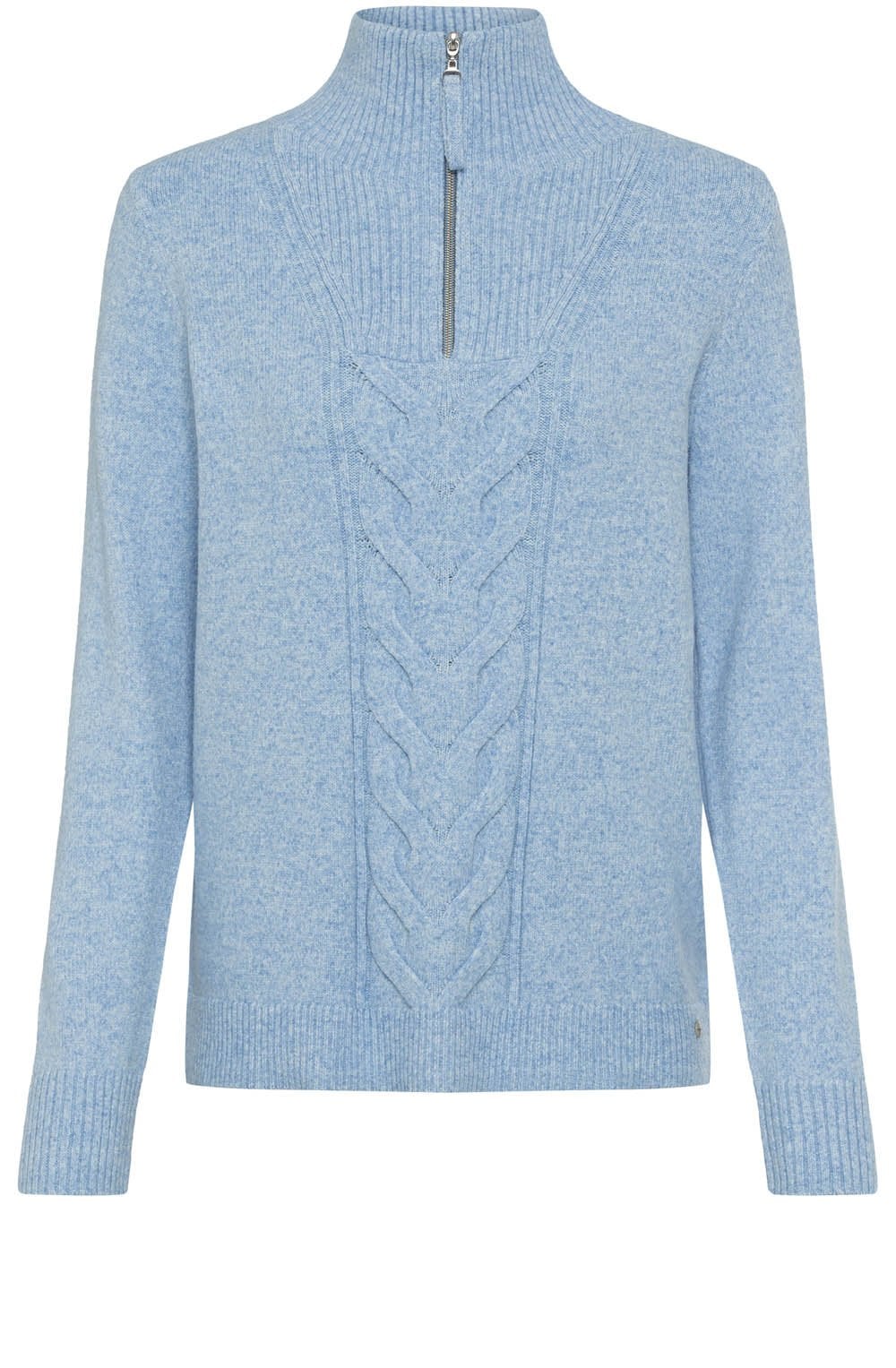 Sterling Blue Cable Knit High Neck Jumper